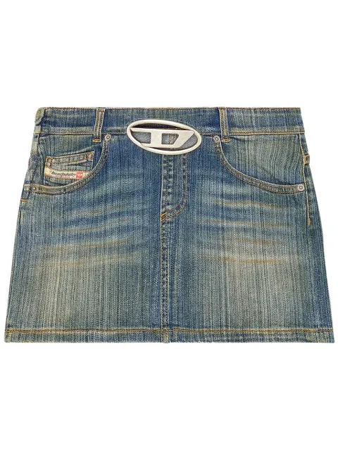 Diesel falda corta de mezclilla con placa del logo