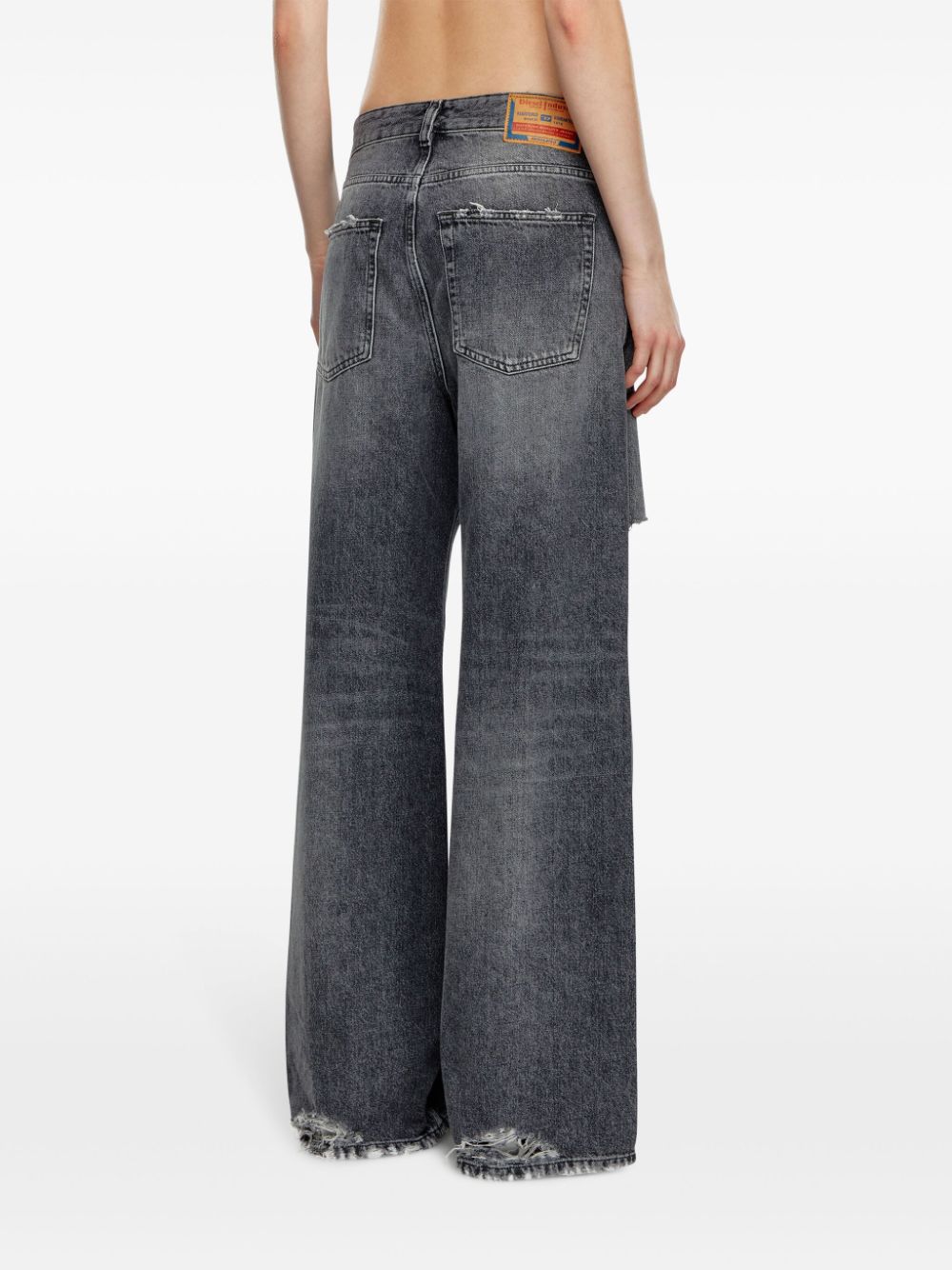 Shop Diesel 1996 D-sire Low-rise Wide-leg Jeans In Grey