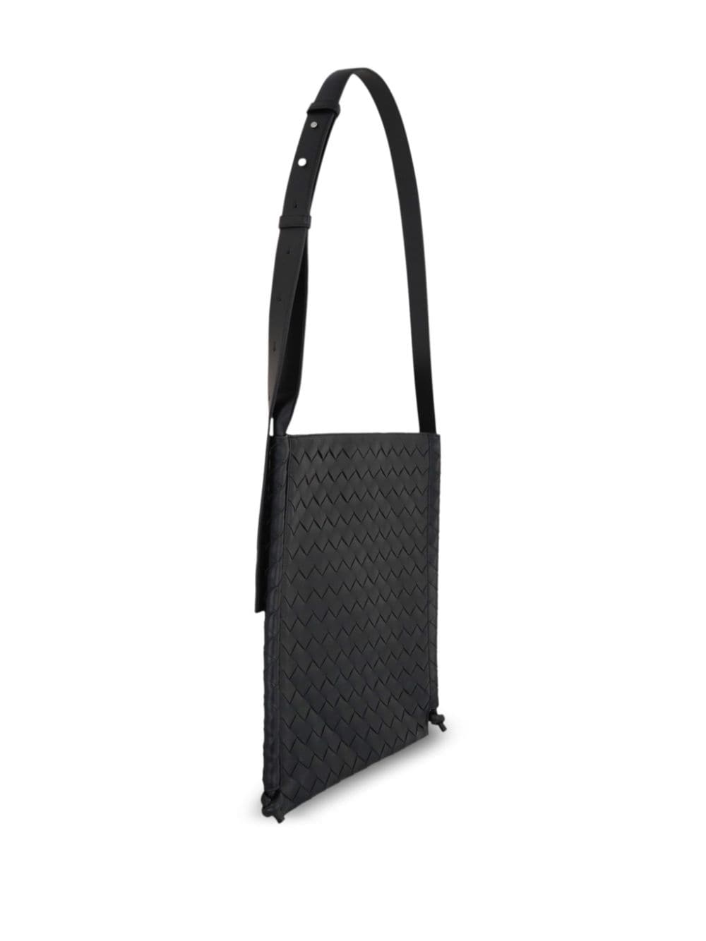 Shop Bottega Veneta Intrecciato Leather Crossbody Bag In Black