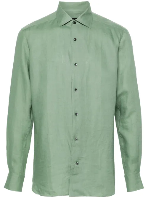 Chemise en lin à col italien - Zegna - Modalova