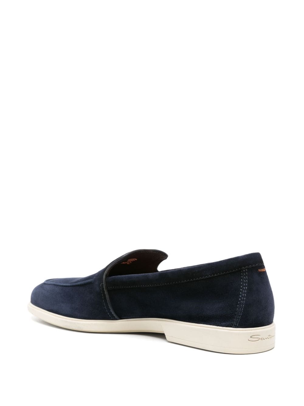 Shop Santoni Pipe-trim Suede Loafers In Blue