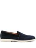 Santoni pipe-trim suede loafers - Blue