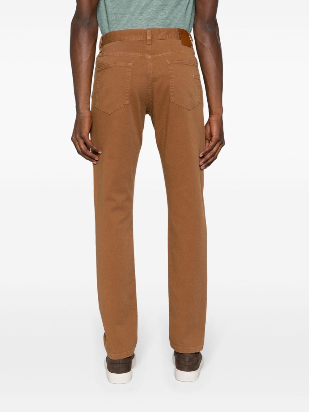 Shop Zegna Garment-dyed Slim-cut Jeans In Brown
