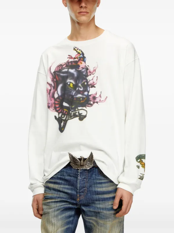 Diesel graphic print Cotton Jumper White FARFETCH SG