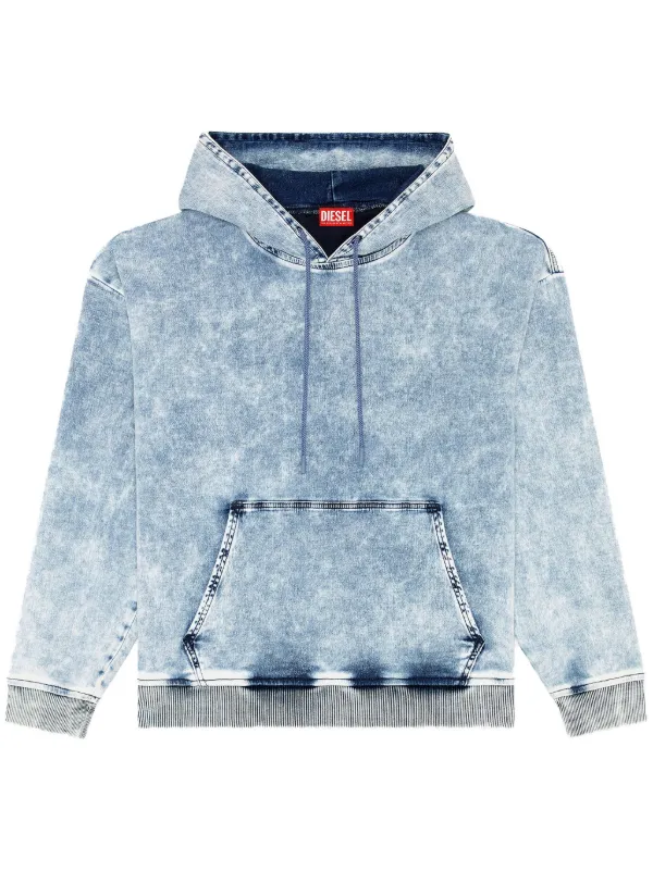 Diesel D Um Rib Denim Hoodie Blue FARFETCH UK