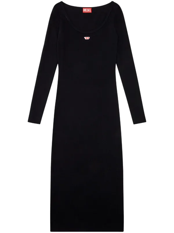 diesel ribbed dress Diesel Ribbed knit crew neck dress with d plate
