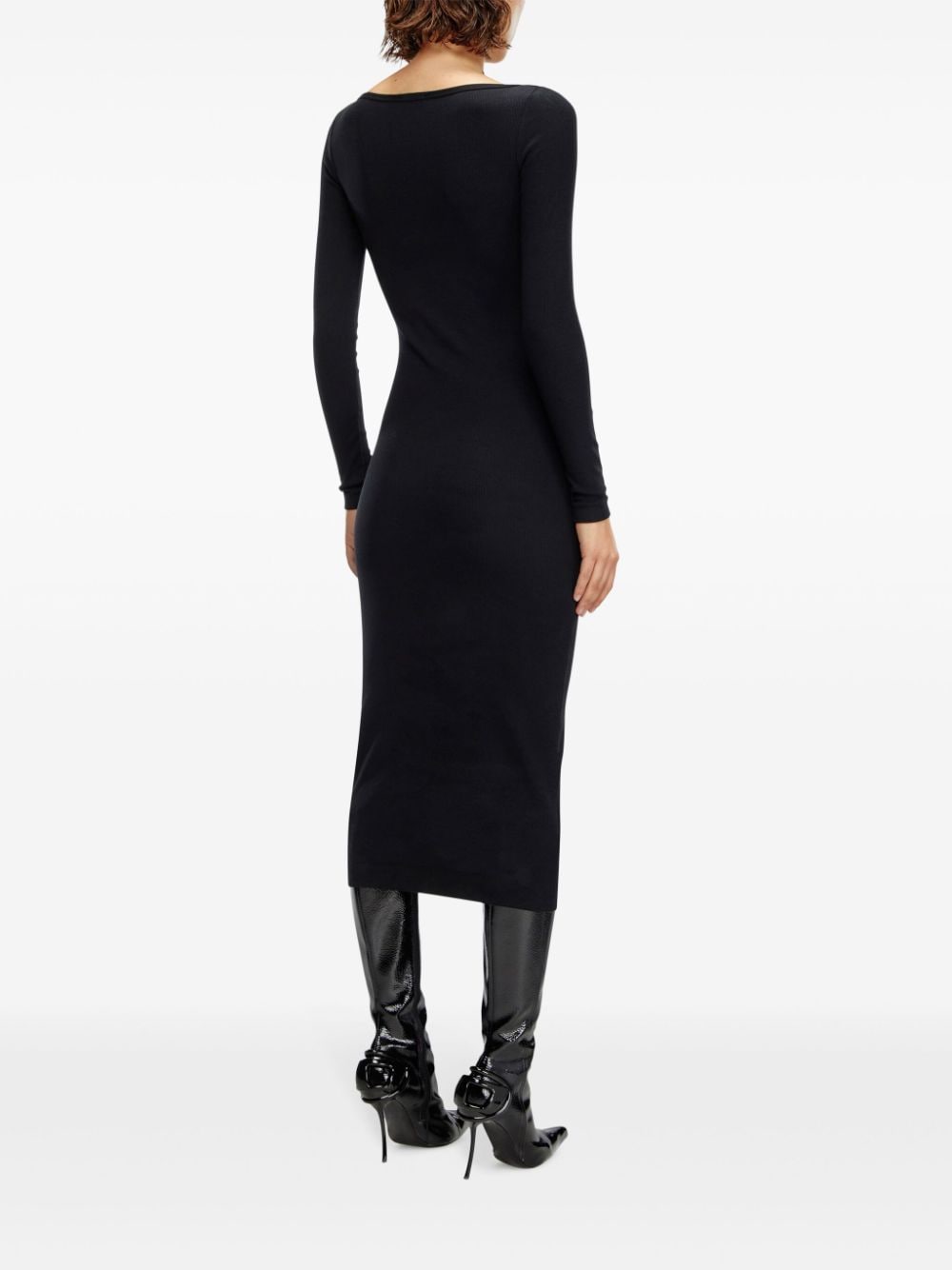 Shop Diesel D-ballet-d Ribbed Maxi Dress In Black