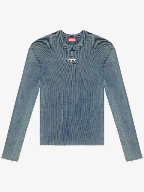 Diesel M-Anchor-A appliqué-logo ribbed top