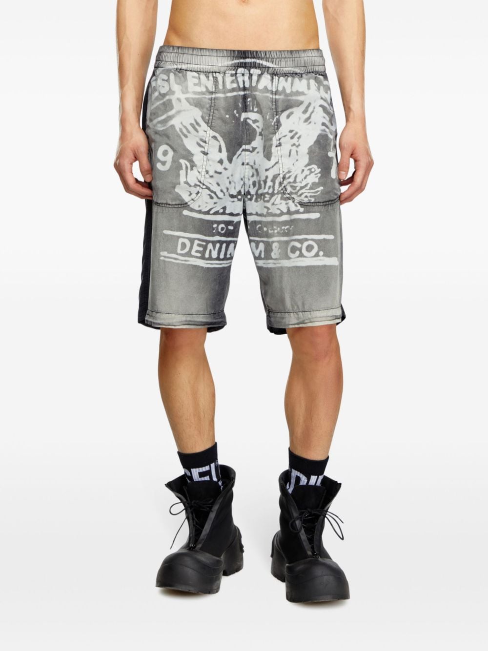 Shop Diesel P-eeklo Lyocell Shorts In Grey