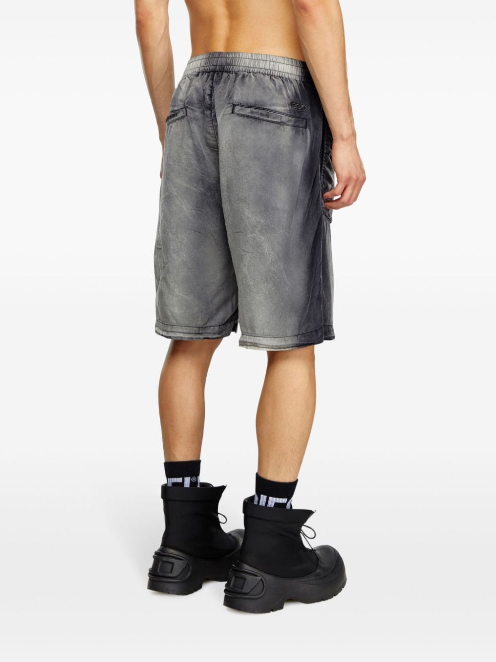 Shop Diesel P-eeklo Lyocell Shorts In Grey