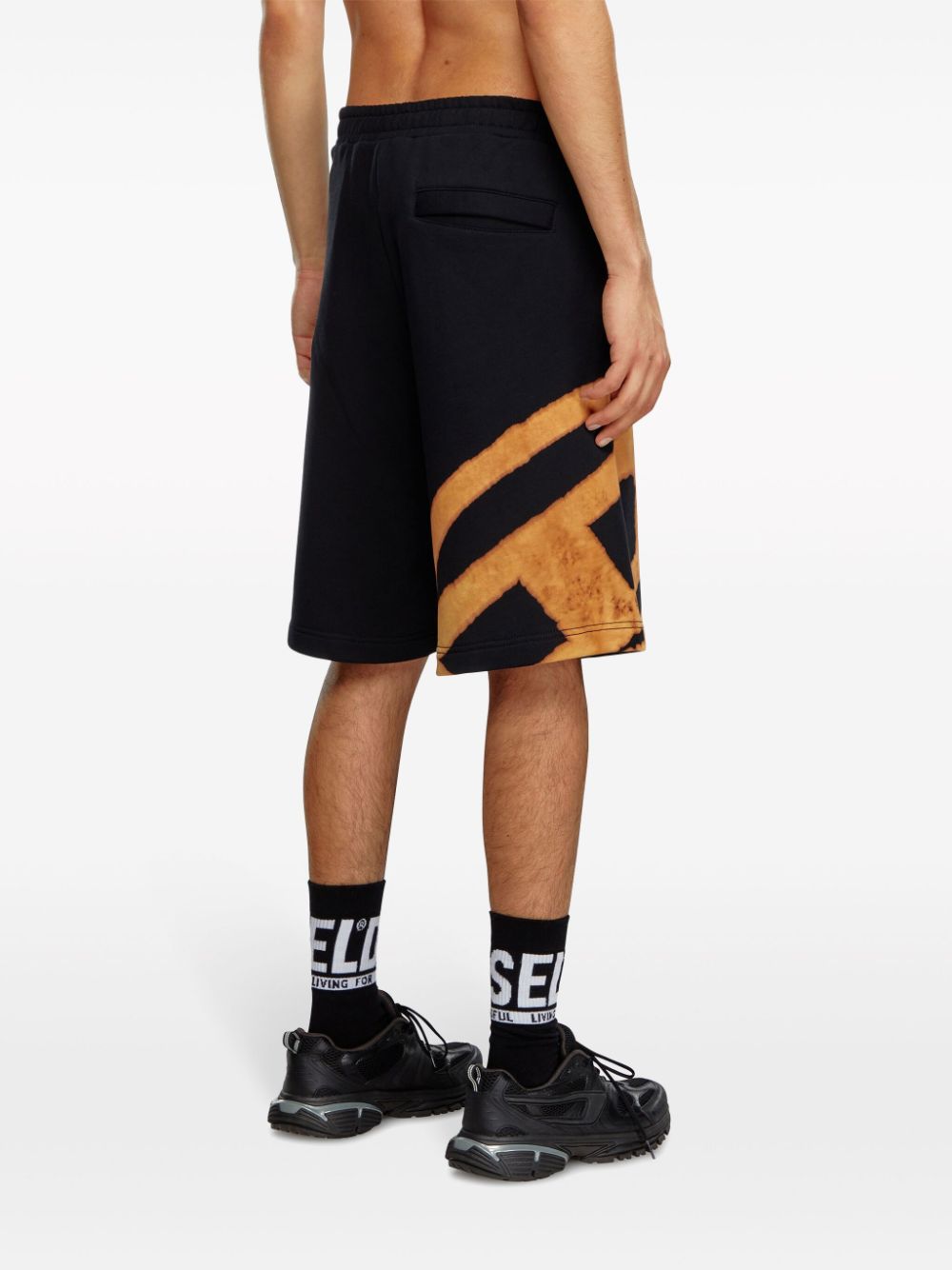 Shop Diesel Crow-bleach Cotton Track Shorts In Black