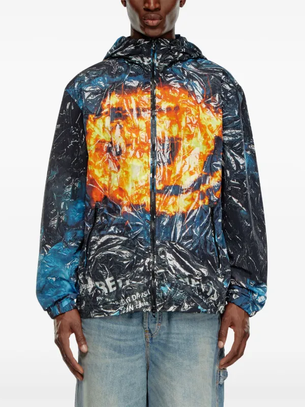 ディーゼル　DIESEL J-Warrett-Poster ジャケット Diesel J-Warrett-Poster フーデッドジャケット | ブルー