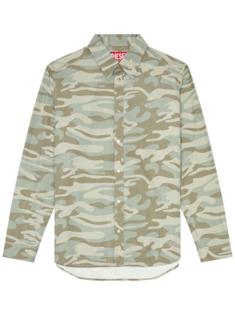 Diesel camouflage-print poplin shirt Men