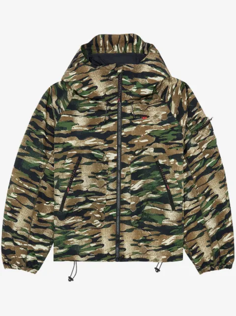 Diesel camouflage-print hooded windbreaker