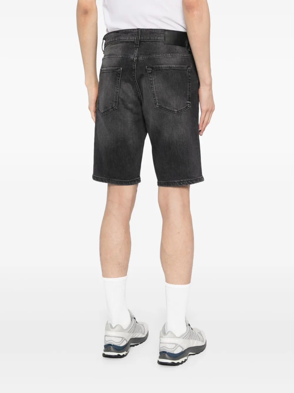 Shop Hugo Boss Straight Denim Shorts In Black