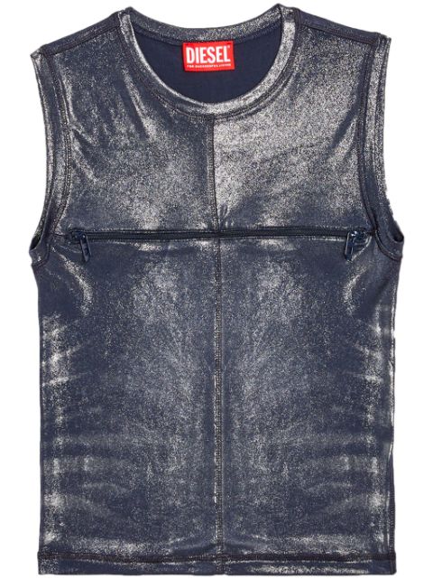 Diesel T-Vezzy metallic-effect cropped top Women