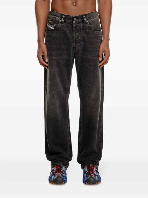 美品 DIESEL クラッシュ ワイド ブラックデニム 23 レギュラー 2041 D-Fayza Joggjeans® | ブラック/ ダークグレー