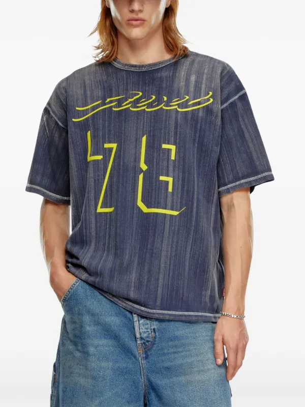 【DIESEL】T-Boxt-Q2 Men's Dirty-effect T-shirt with logo lettering | Brown | Diesel
