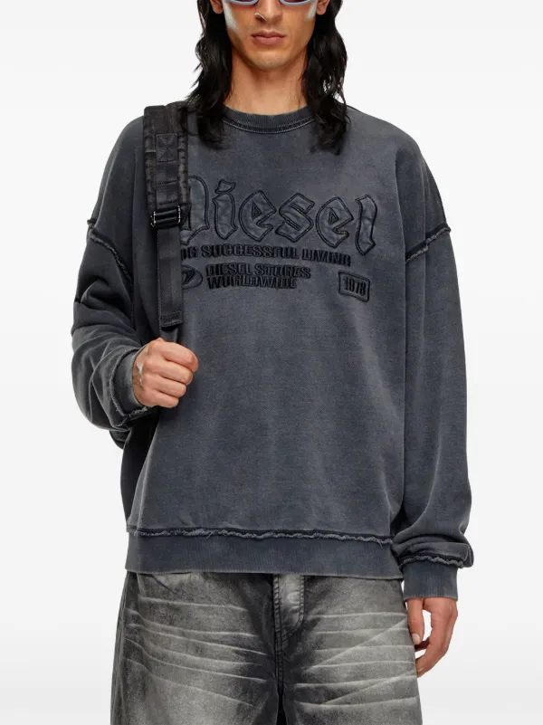 Diesel S-Boxt-Div Cotton Sweatshirt | Grey | FARFETCH GE