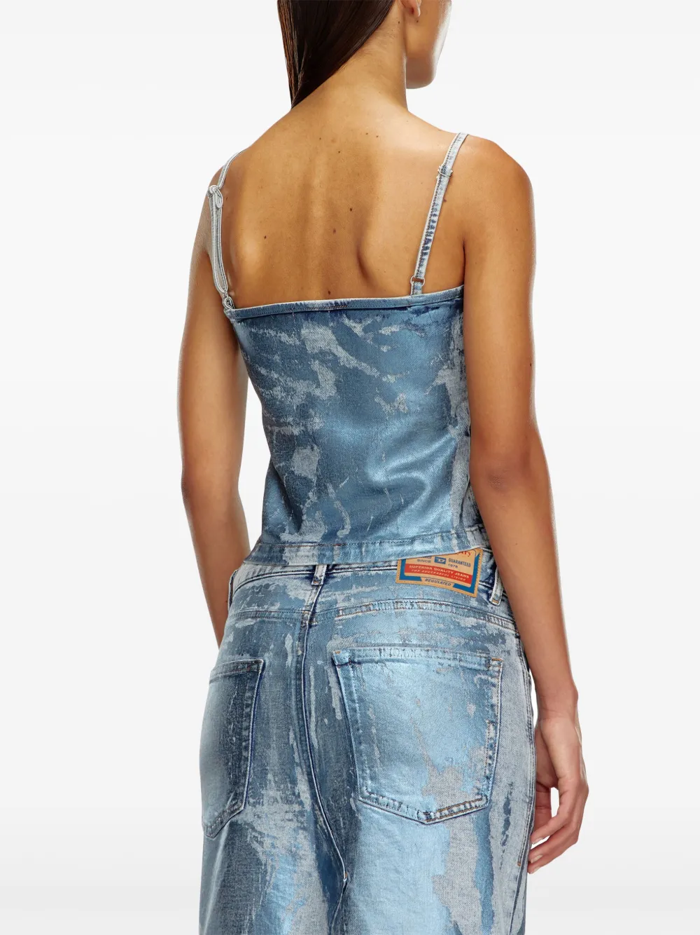 Diesel Denim Top With Frontal Monogram In Blue