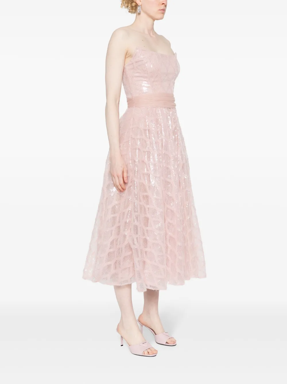 NISSA SEQUINNED DIAMOND-PATTERN DRESS