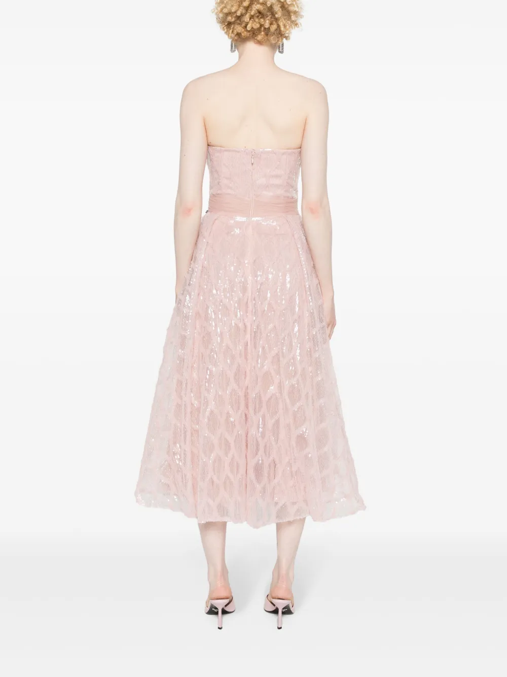 NISSA SEQUINNED DIAMOND-PATTERN DRESS