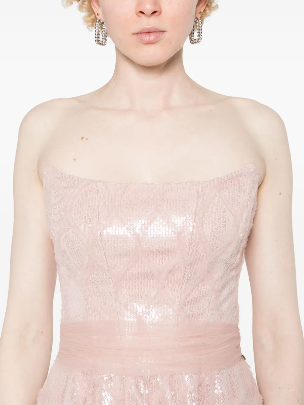 NISSA SEQUINNED DIAMOND-PATTERN DRESS