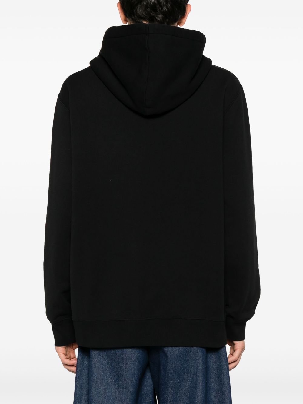 Shop Lanvin Logo-embroidered Cotton Hoodie In Black