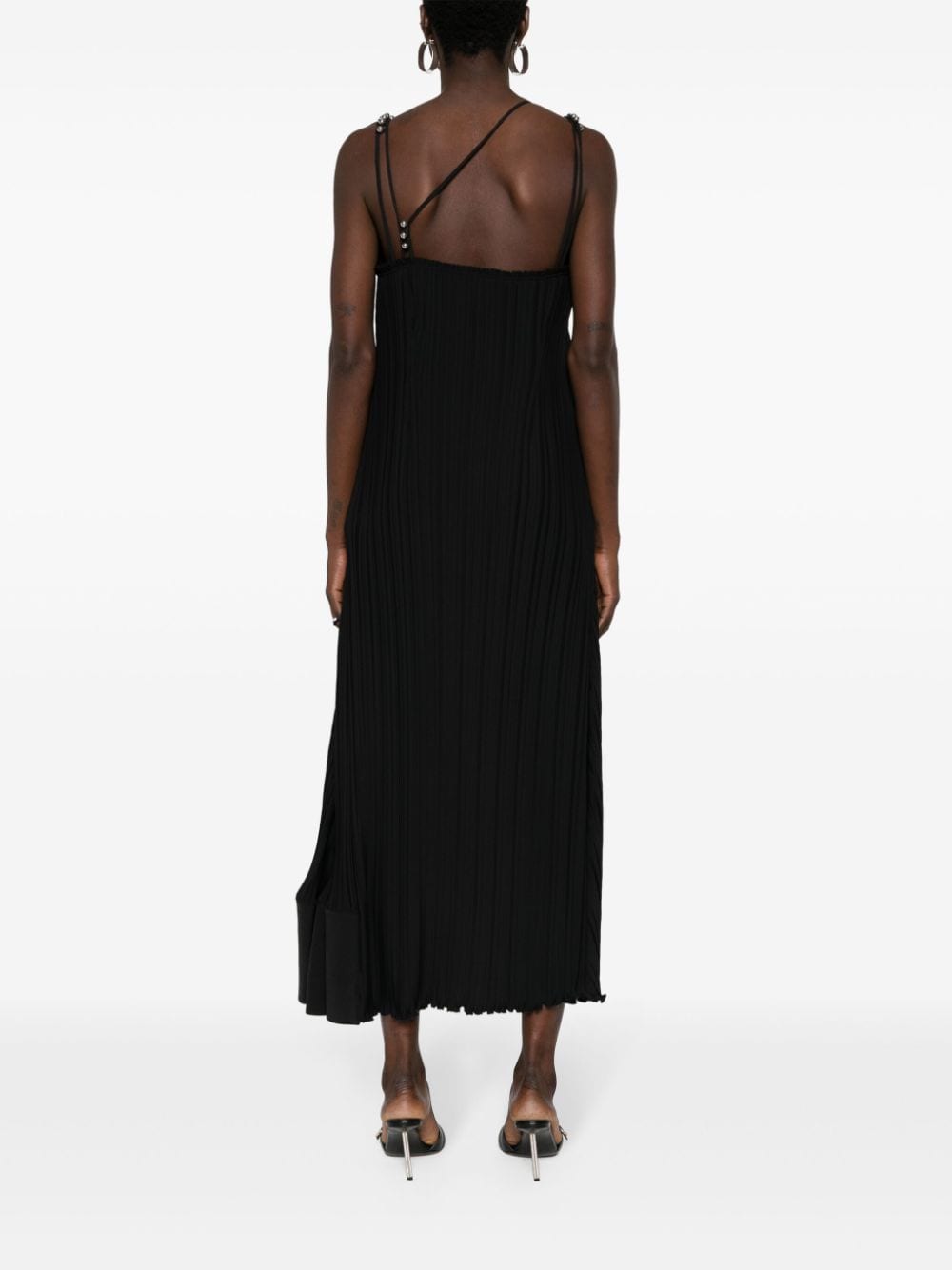 Shop Lanvin Asymmetric-hem Pleated Dress In Black