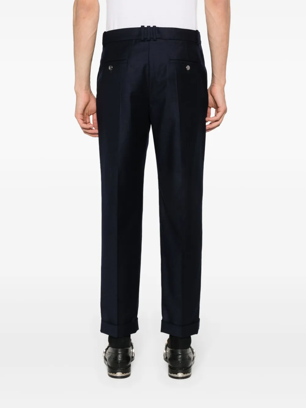 Shop Balmain Vrigin-wool Tailored Trousers In Blue