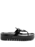 Tory Burch appliqué-logo leather flip-flops - Black