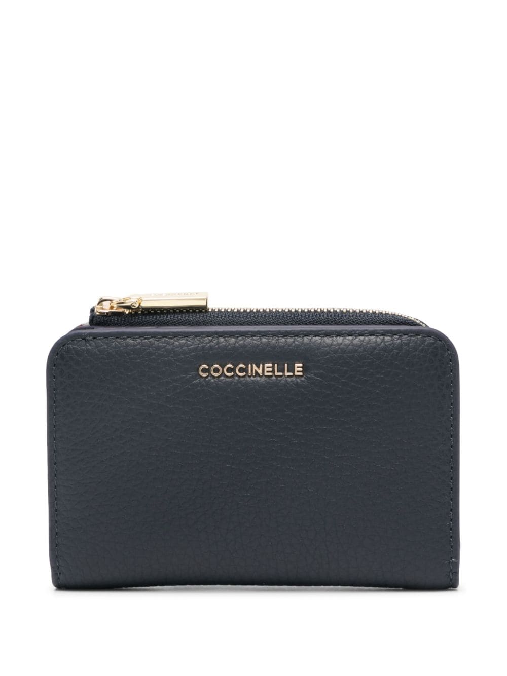 Coccinelle Small Metallic Soft Leather Wallet In Blue