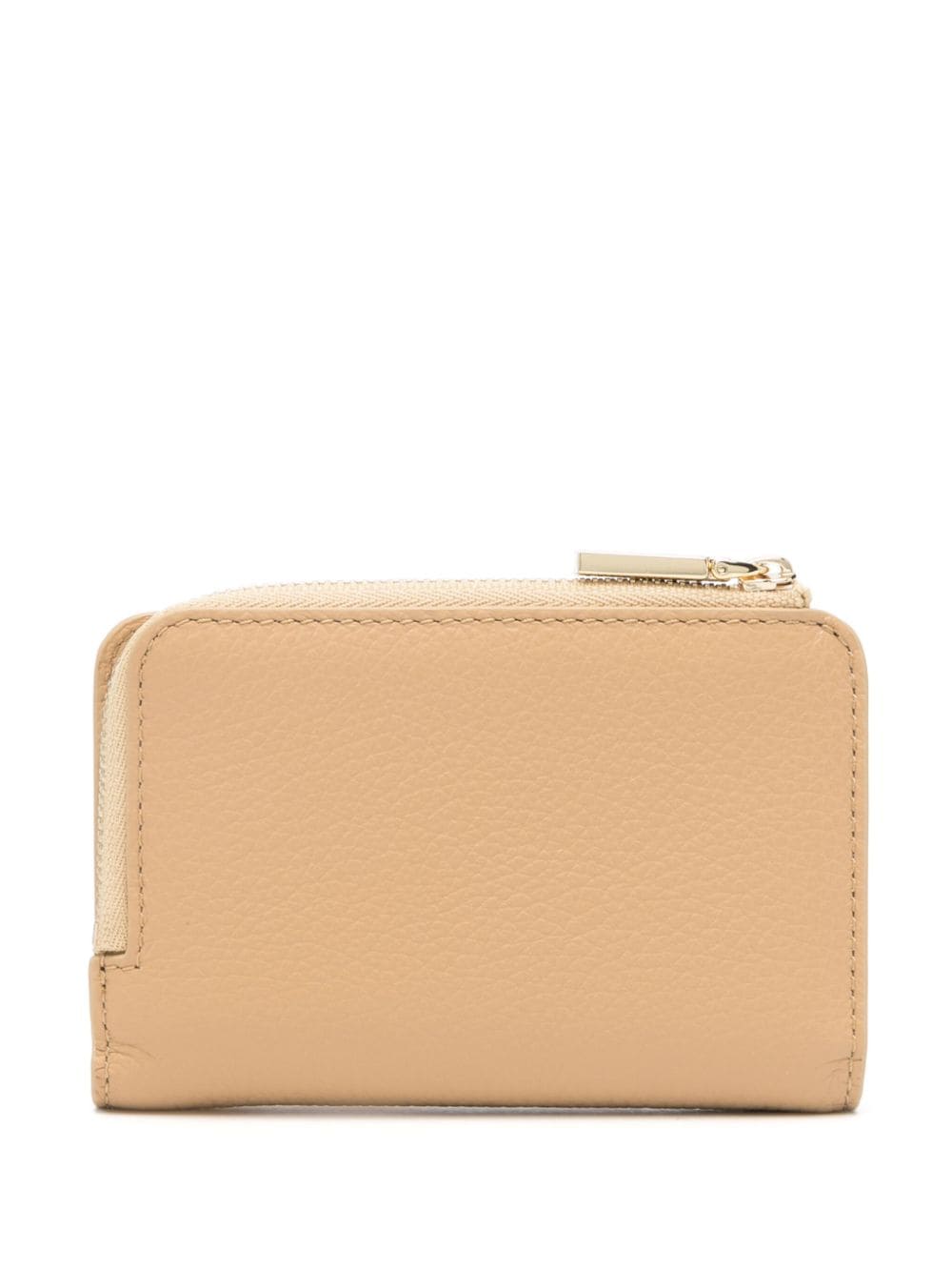 Shop Coccinelle Small Metallic Soft Leather Wallet In N24 Fresh Beige