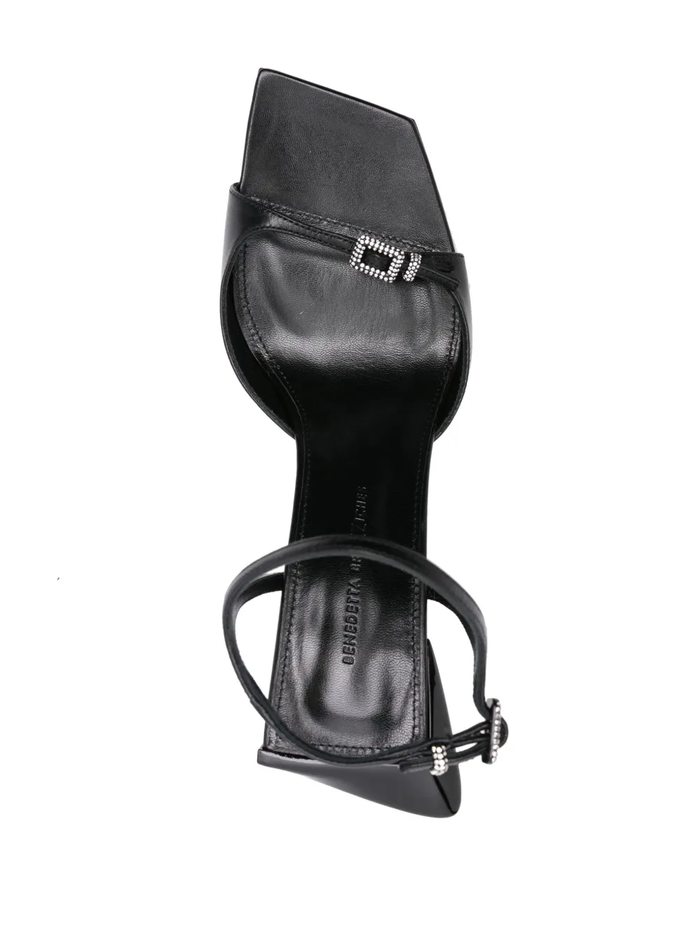 Benedetta Bruzziches 90mm Crystal-buckle Leather Sandals In Black