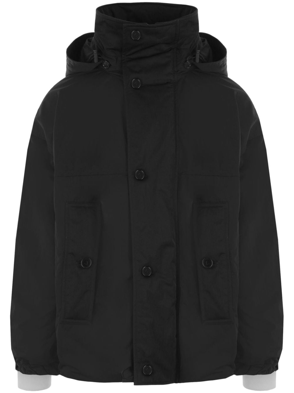 Bottega Veneta Tech Padded Hooded Jacket In Black