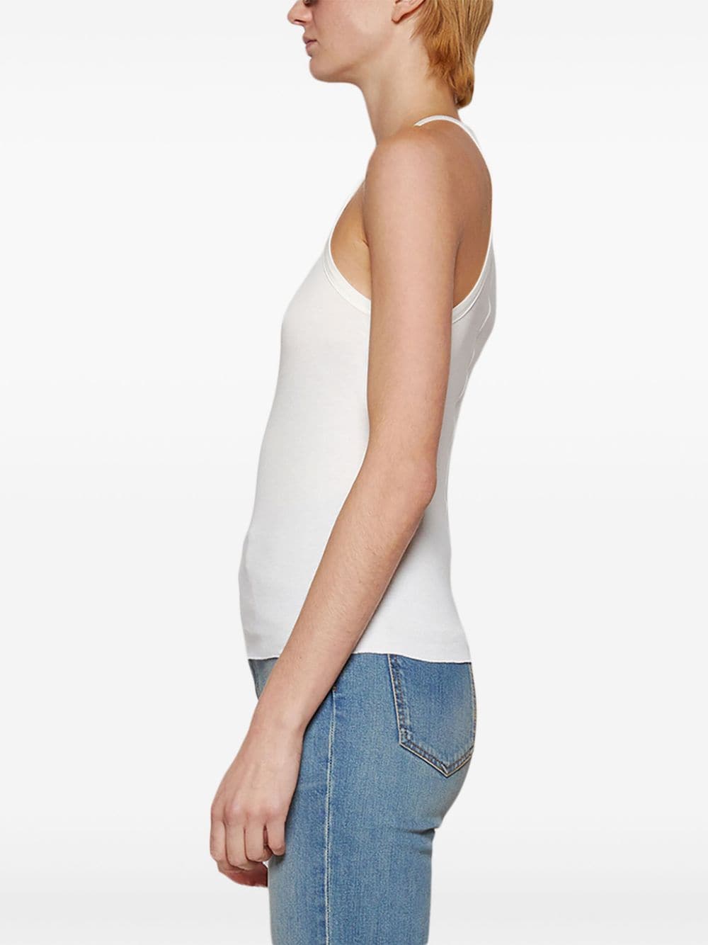 Shop Éterne Ribbed-knit Cotton Tank Top In White