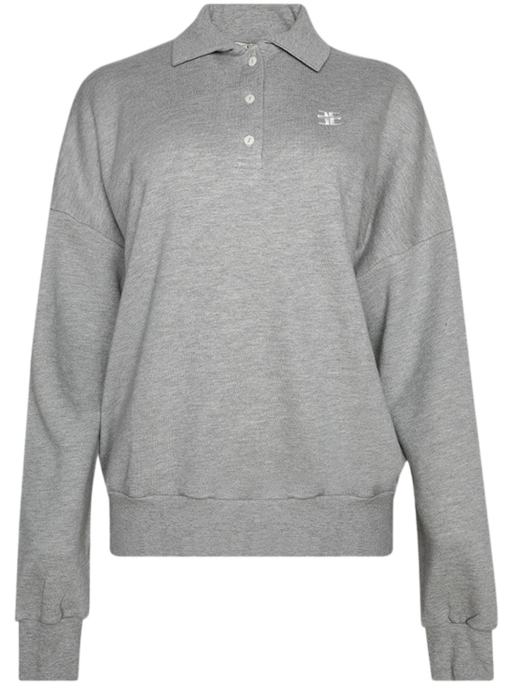 Shop Éterne Polo-collar Cotton Sweatshirt In Grey