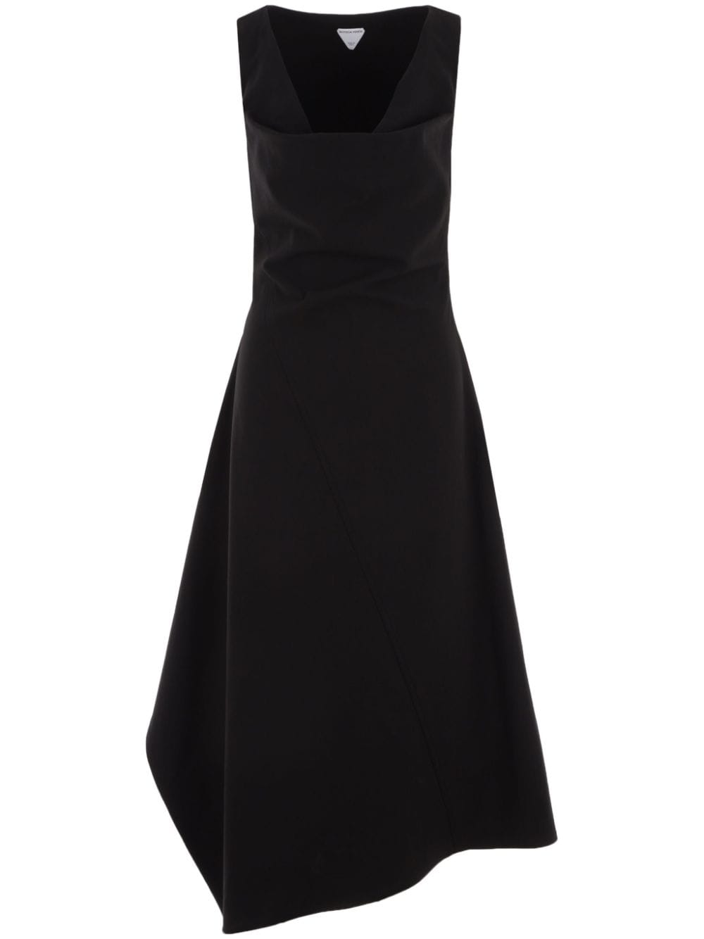 Bottega Veneta Asymmetric Flared Midi Dress In Black