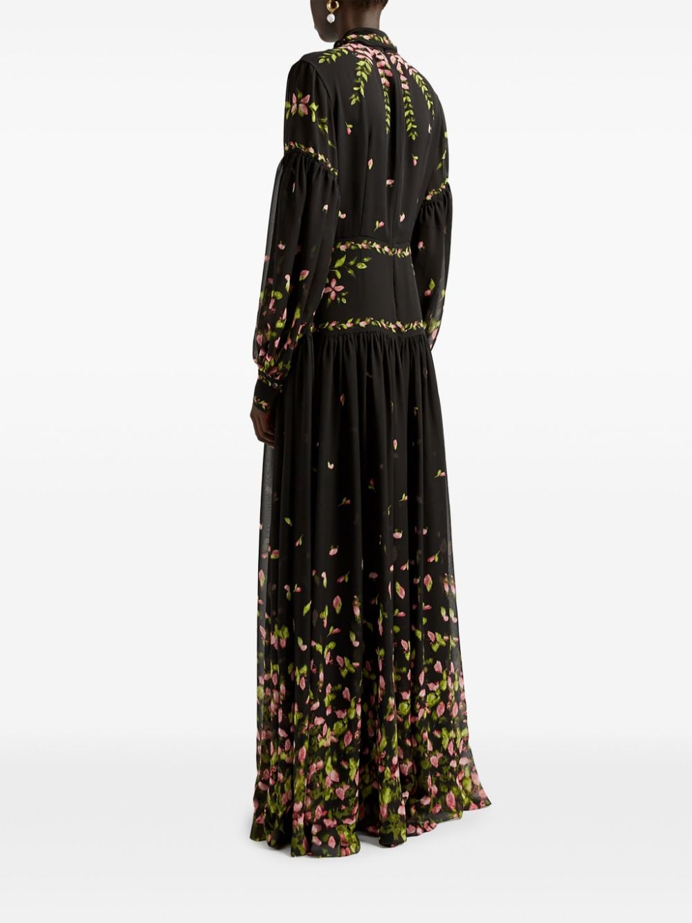 Shop Erdem Tie-fastening Maxi Dress In 蓝色