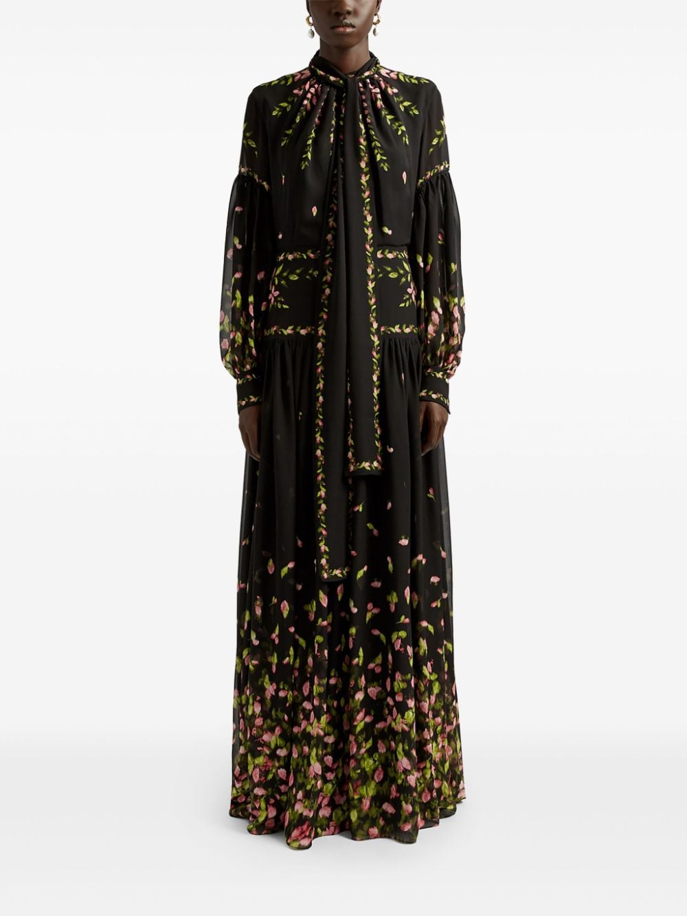 Shop Erdem Tie-fastening Maxi Dress In 蓝色