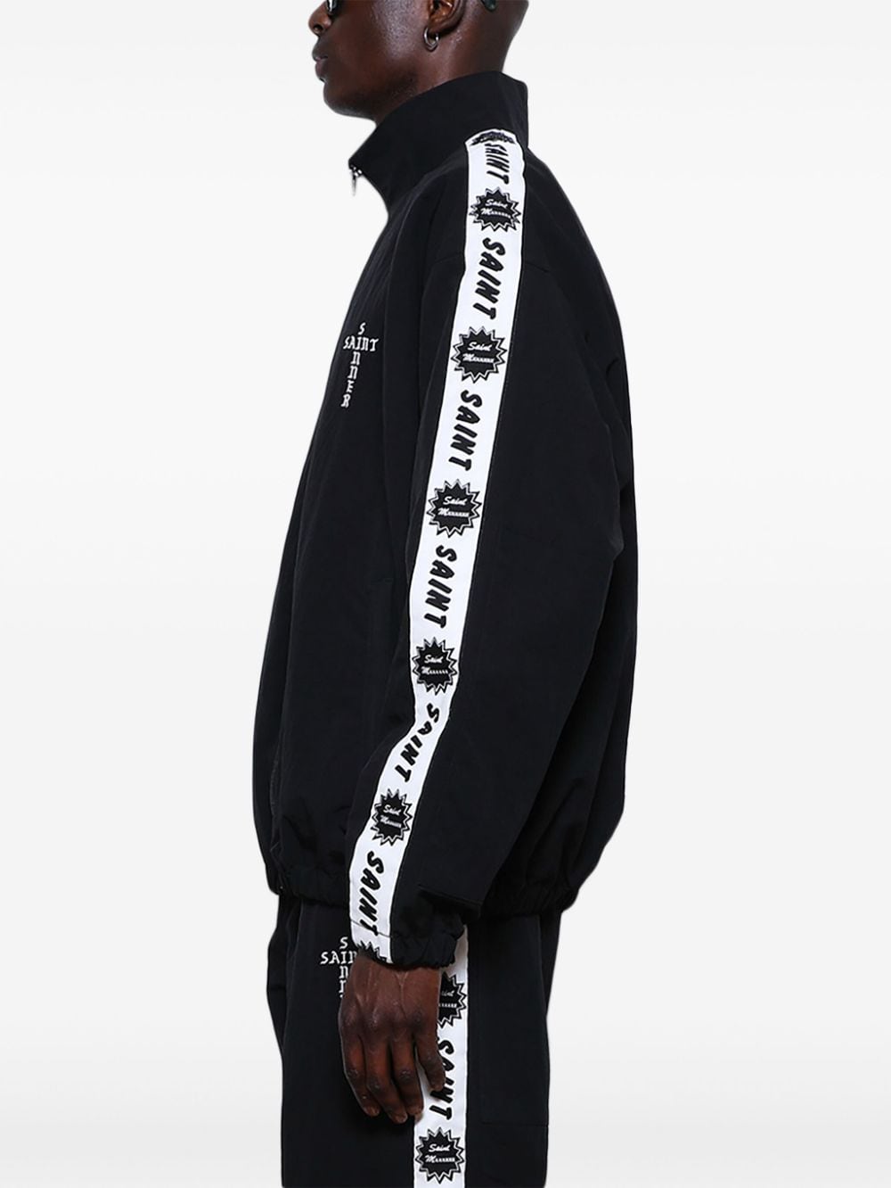 Shop Saint Mxxxxxx Logo-strap Jacket In Black