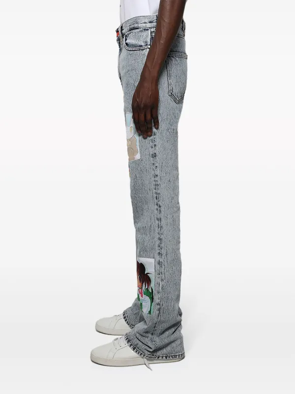 MEMBERS OF THE RAGE Anime Patches Flared Jeans | Black | FARFETCH