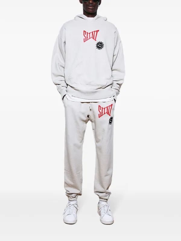 SAINT MXXXXXX logo-print Cotton Hoodie | Grey | FARFETCH PL