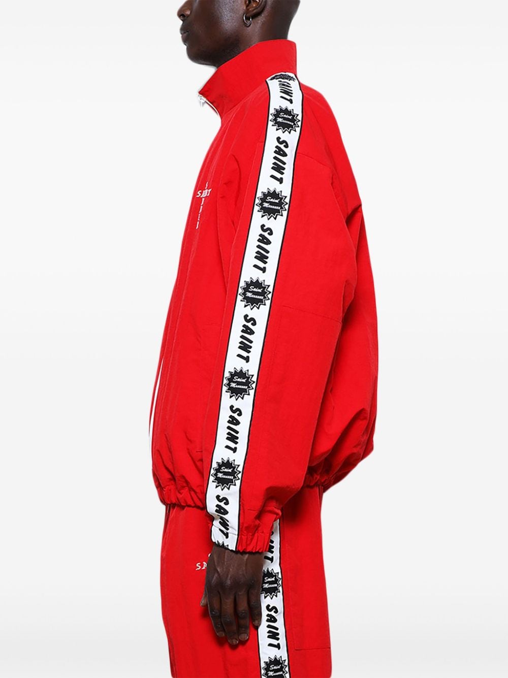 Shop Saint Mxxxxxx Logo-tape Track Jacket In Red