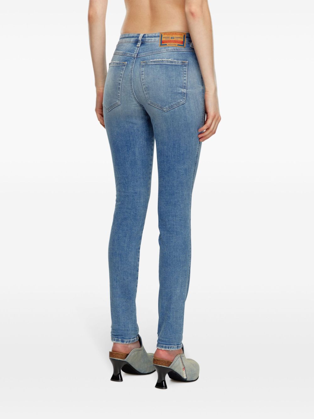 Shop Diesel 2015 Babhila Mid-rise Skinny Jeans In Blue