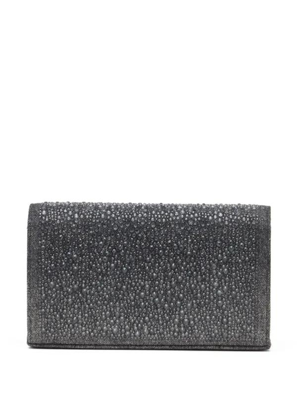 Diesel 1Dr Crystal Embellished Denim Wallet Black