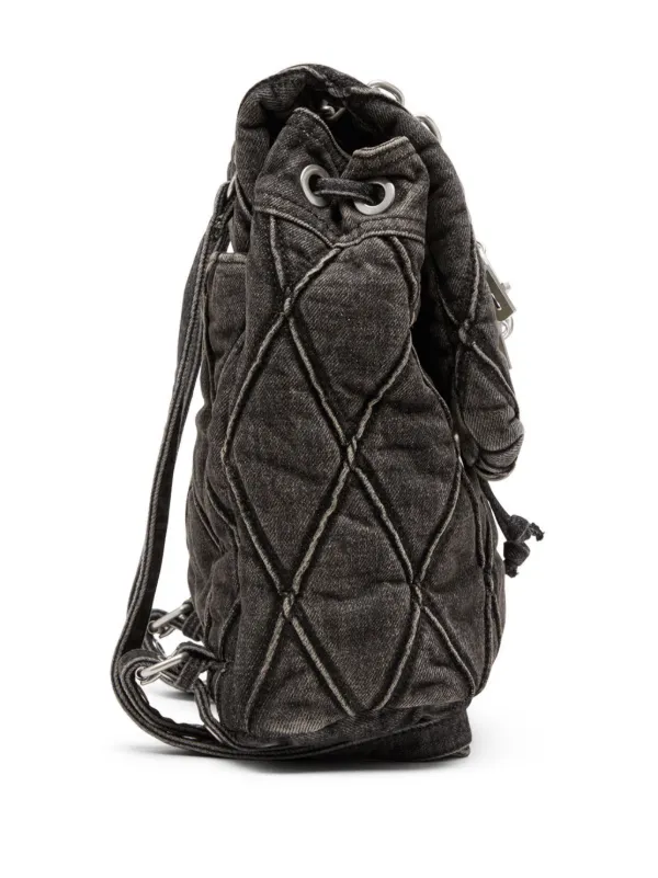 【DIESEL】charm D BACKPACK S Women's Charm-D S-Backpack in Argyle quilted denim | Black