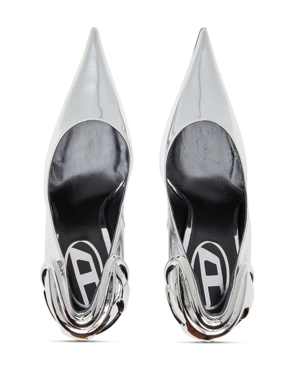 Diesel Slingback pumps met puntige neus Zilver