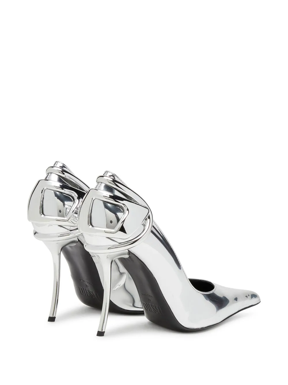 Diesel Slingback pumps met puntige neus Zilver