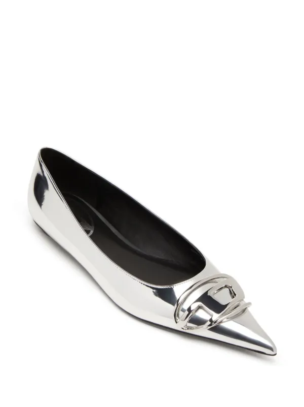 【関税込み】Diesel シルバー D-Venus バレエシューズ Diesel D-venus Leather Ballerina Shoes | Silver | FARFETCH
